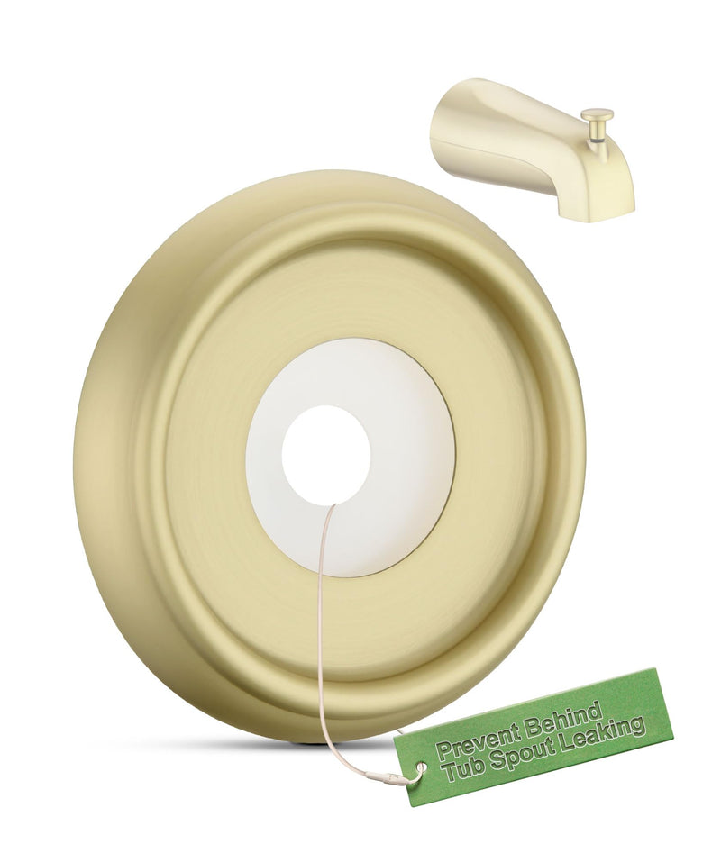 Bathtub Spout Cover with Seal Back Hole Cover Fit 1/2" Copper Pipe, Thread Pipe, Prvent Leaking from Behind Tub Spout, 1-1/2 Inch ID and 3-5/8 Inch OD, Brushed Gold