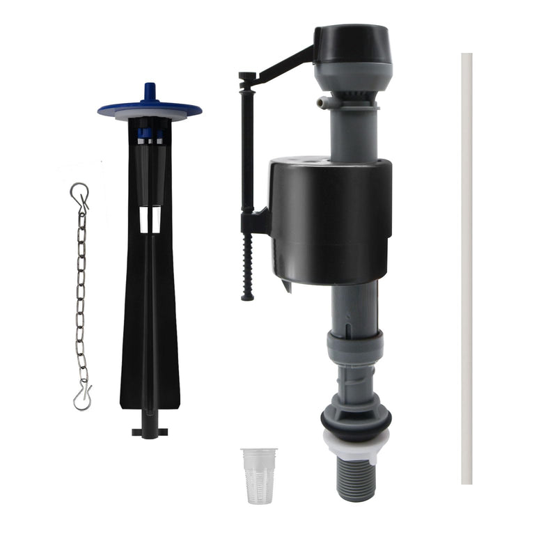 Toilet Fill Toilet Valve Kit & Canister Flush Valve, Compatible with Kohler GP1229656 AquaPiston, Quiet & Water-Saving, Adjustable Float, G3/4" Inlet, Includes Filter, Refill Tube & Chain Black