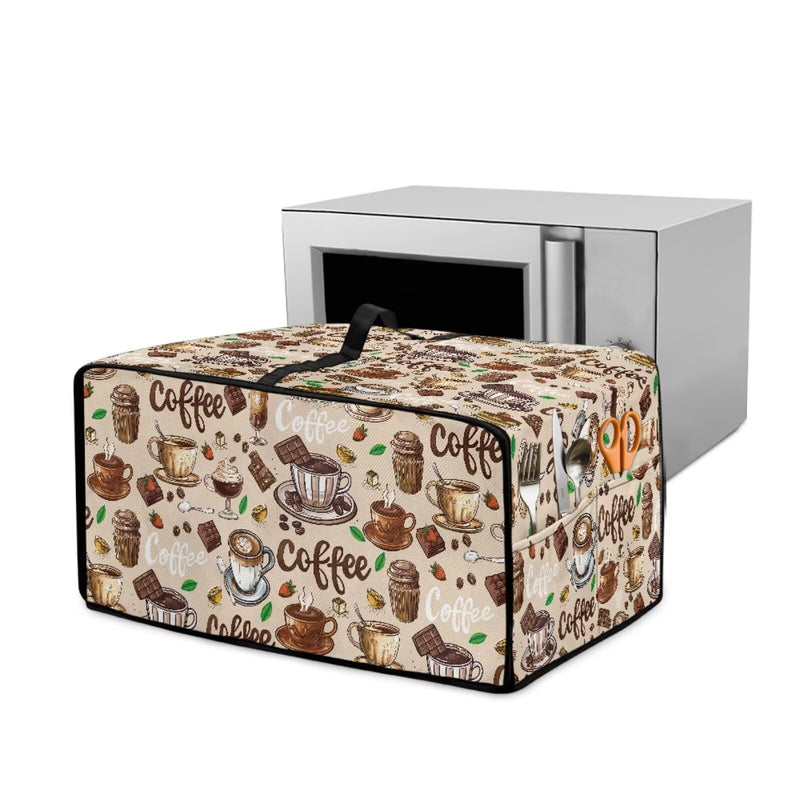 Coffee Chocolate Cake Print Toaster Oven Cover with Top Handle, Heavy Duty Dust-proof Microwave Oven Cover Compatible with Most Toasters Ovens (Medium-14.5 * 18.46 * 9 inches) M-16.1*19.71*10 inches Brown-Coffee Chocolate Cake Print
