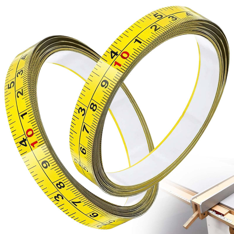 Adhesive Tape Measure Metal,Stick On Tape Measure,Self Stick Measuring Tape with Strong Adhesive Back,Peel and Stick Ruler for Table Saw,Sewing and Workbench(118" Left to Right,2 Pack) 118"L to R Yellow 2