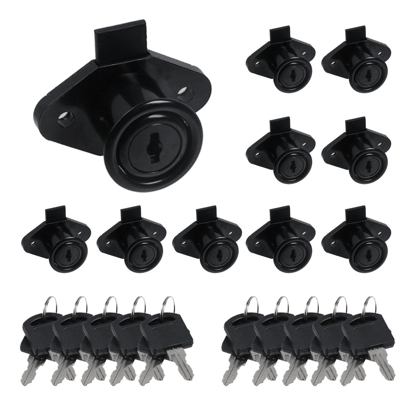 Desk Cabinet Lock,Antique Black Drawer Dreeser Cabinet Lock with Keys,Pack of 10 10 Pieces