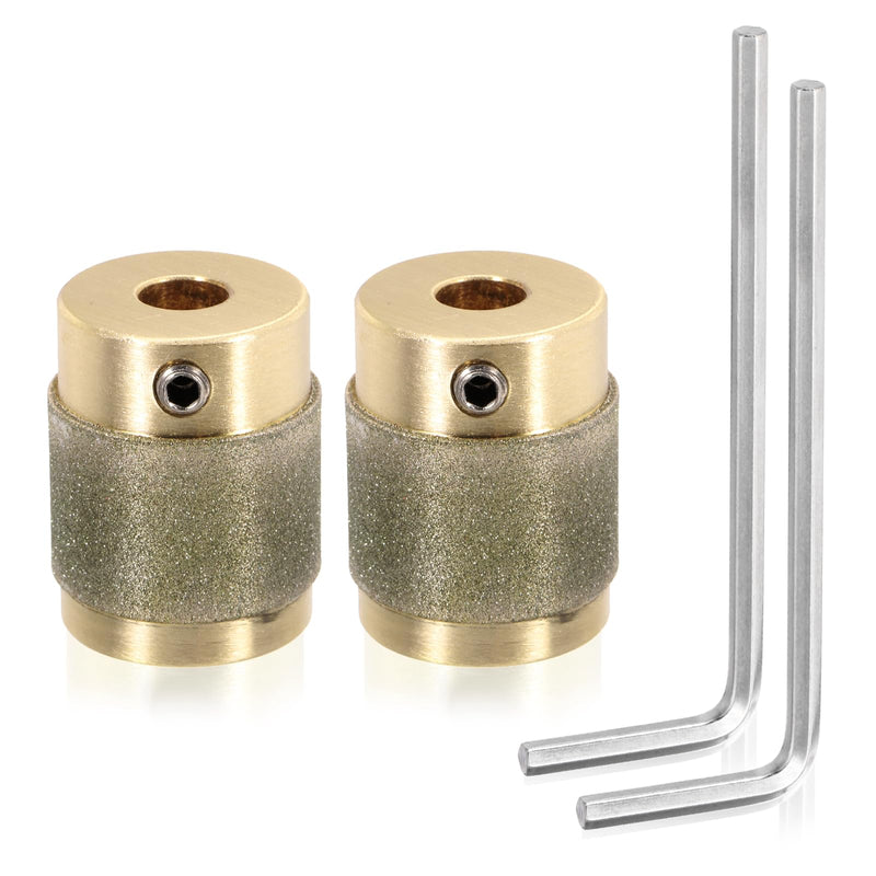 PATIKIL 1 Inch Diamond Grinder Bit Head Tools, 2 Pcs Combination Set Ceramic Stained Glass Grinding Wheel Abrasive Tool for Forming Drilling Hard Glass, Gold Tone MCB01