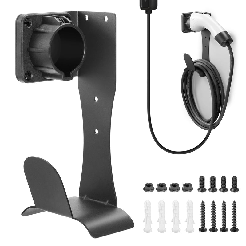 EV Charger Holder Cable Organizer Wall-Aligned Mount J1772 Holder, Space-Saving, No Cable Cutting, Electric Car Charger Cord Holder & Plug Holster Dock for J1772 Connector Charger Cable Holder