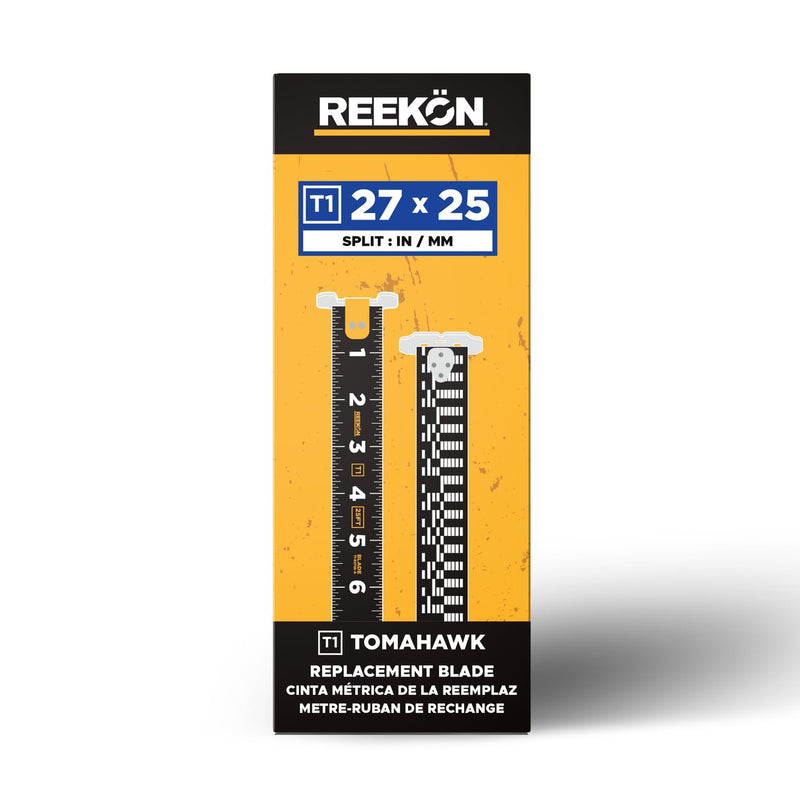 REEKON T1 Tomahawk Digital Tape Measure Replacement Blade – 25 ft / 7.6 m Split, English, & Metric Units – Easy Install