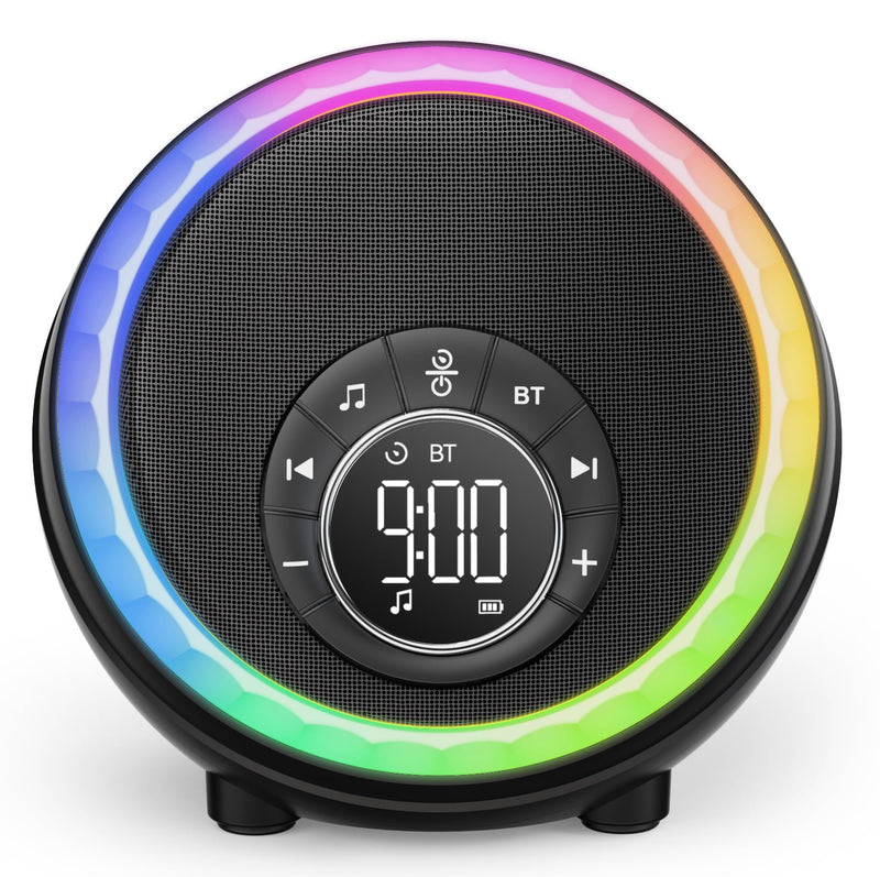 Night Light Bluetooth Speaker Alarm Clock, Portable Sound Machine with White Noise, Touch Bedside Lamp for Bedroom, Dimmable Warm Light, RGB Color Changing, Best Gifts for Teenage Boys Girls Standard