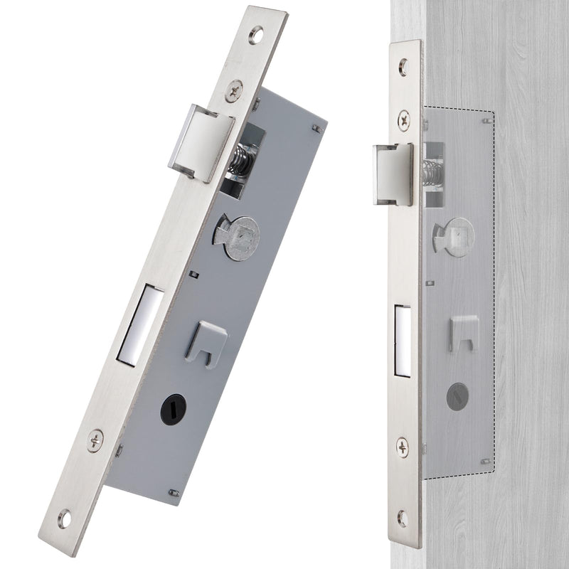 Flat Slot Storm Door Mortise Lock Body Fits for Older Storm Doors, 2-1/2" Handle PZ, Handle Not Included (Brushed Nickel) Brushed Nickel