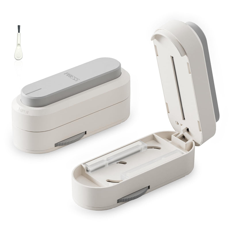 Pill Cutter Splitter for Small & Large Pills, Adjustable Pill Splitter with Safety Guard Hidden Sharp Stainless Steel Blade, Portable Tablets Cutter Cutting Tablets in Half at a Time (Grey)