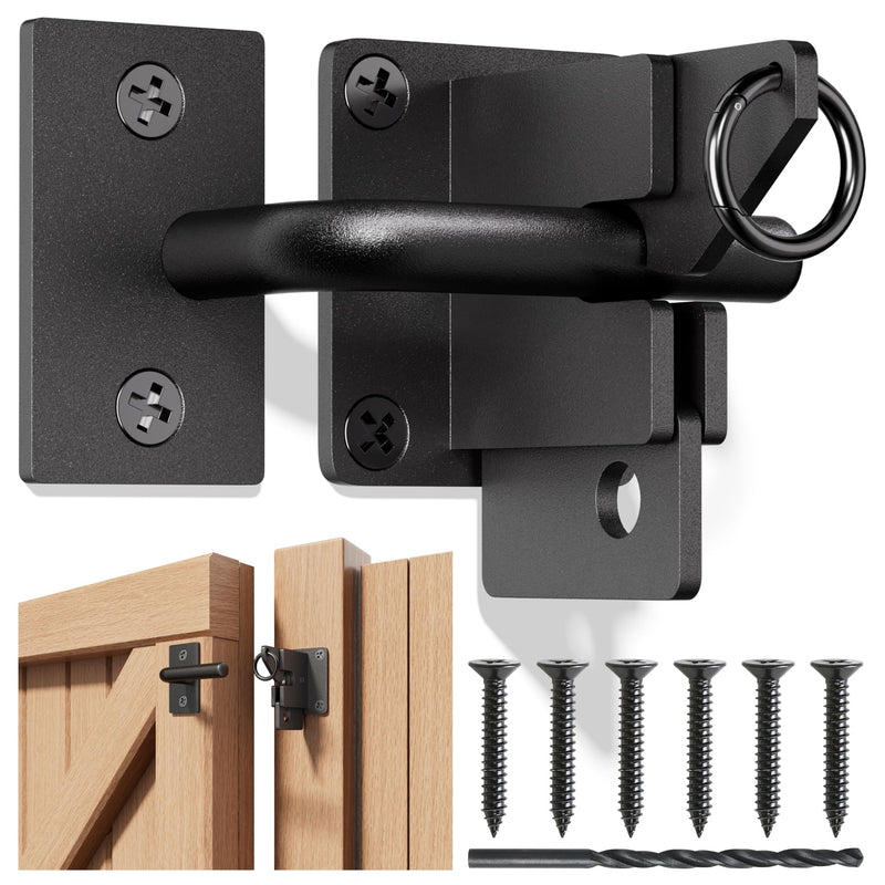 304 Stainless Steel Wooden Fence Self-Locking Gate Latch Heavy-Duty Gravity-Style Fence Gate Latch Privacy Latch, For Wooden Doors, Metal Doors, and Vinyl Fences Gate Lock Hardware (Black-Sand) Black