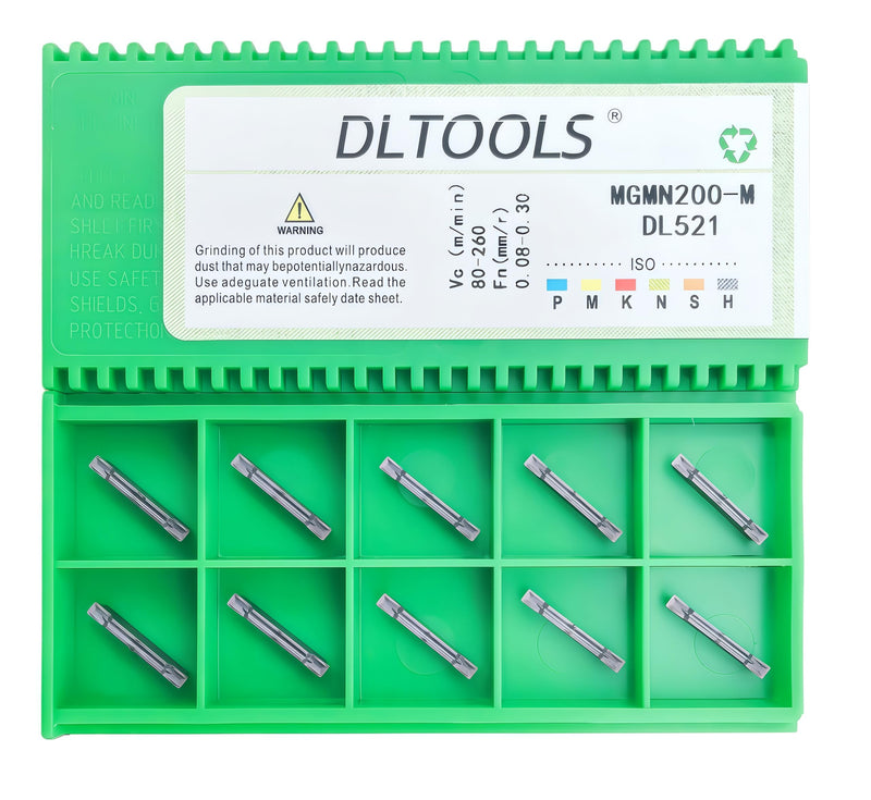 DLTOOLS Industrial MGMN200 PVD Coated(Black&Grey) CNC Grooving Carbide Inserts Cutting Tools for Steel,10pcs DL-MGMN200 PVD Coated(black&grey)