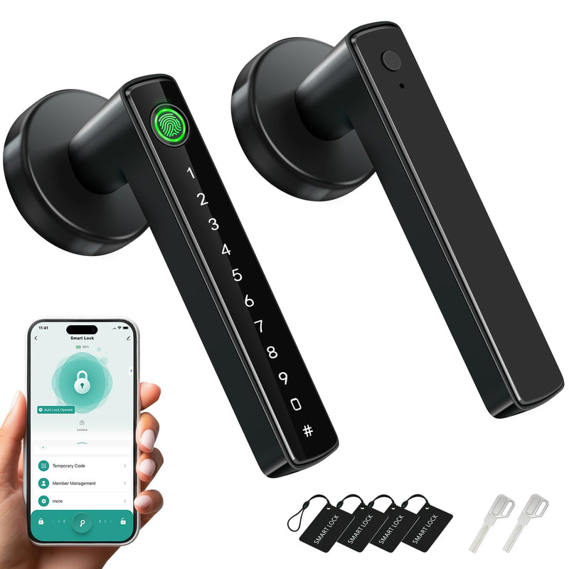 Fingerprint Door Lock,Biometric Smart Door Knob with Keypad Code,6 in 1Keyless Entry Door Handle,App Control,Generate Passcode Remotely,for Bedrooms Office Home Hotel Apartment
