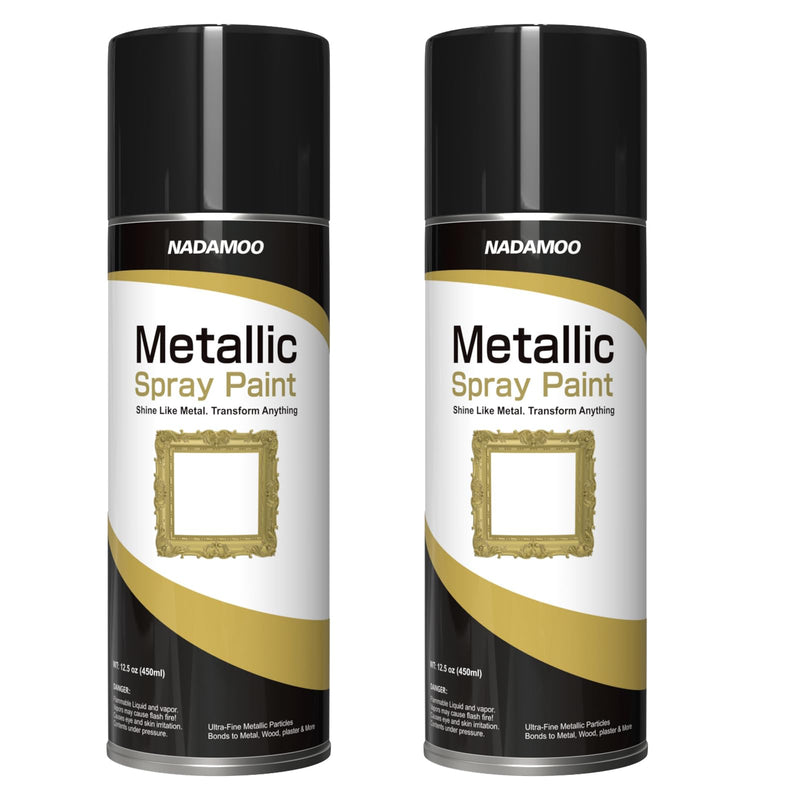 NADAMOO Metallic Spray Paint, Gold - Fast-Drying Finish for DIY Crafts, Models, Furnitures & Home Decor, Covers Plastic, Wood, Metal - 2 Cans 12.5 Ounce (Pack of 2)