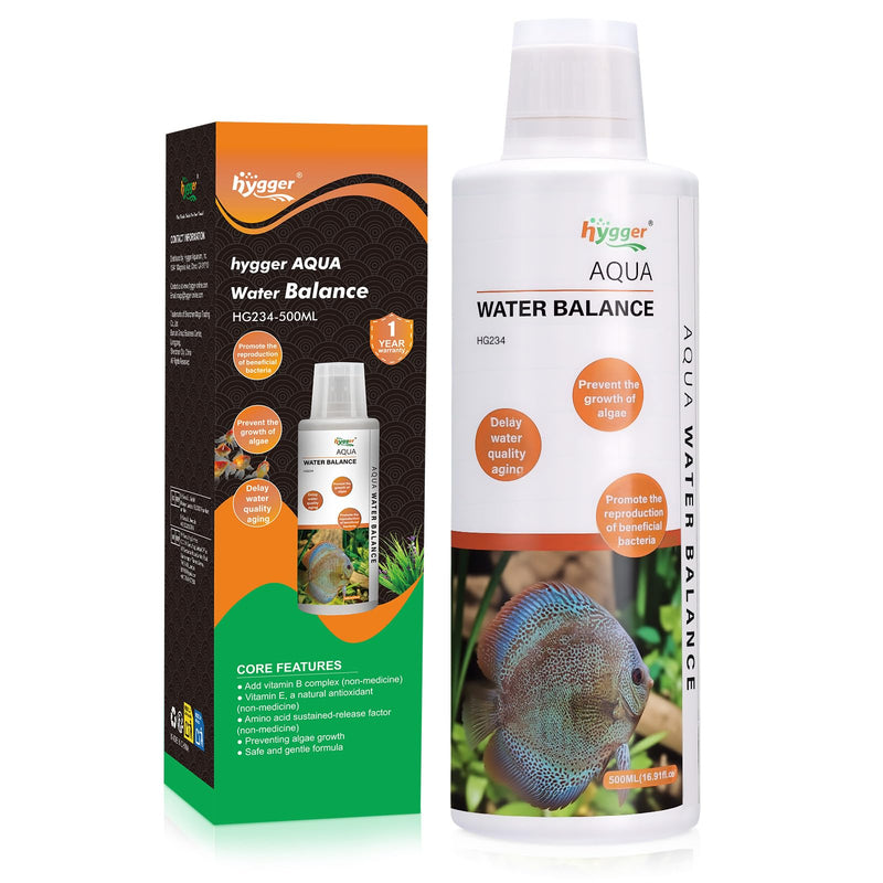 hygger Aqua Water Balance for Freshwater Saltwater, Aquarium Fish Tank Plant Coral Stabilizes Water Quality with Essential Vitamins Amino Acids Electrolyte Water Conditioner, 500 ML