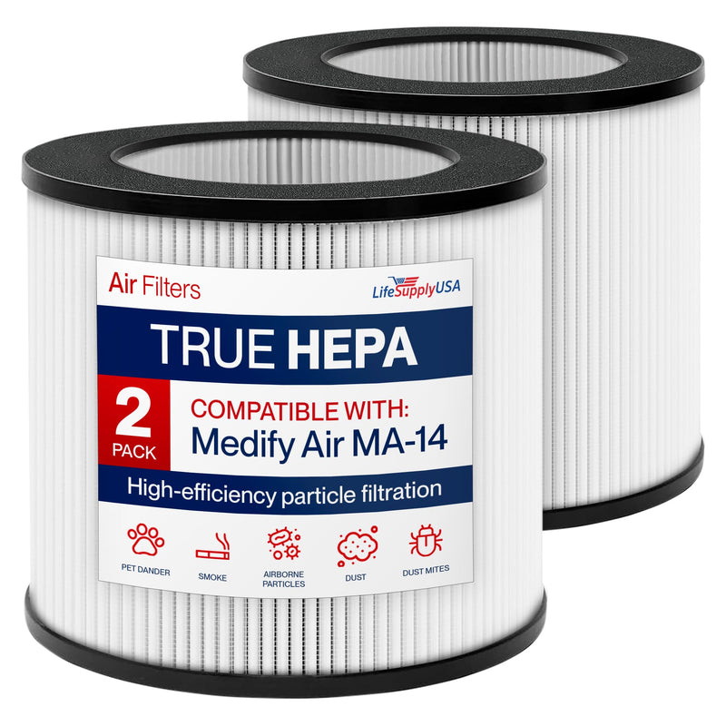 True HEPA + Carbon Filter H13 | Fits Medify Air MA-14 Purifier by LifeSupplyUSA (2-Pack) 2 Pack