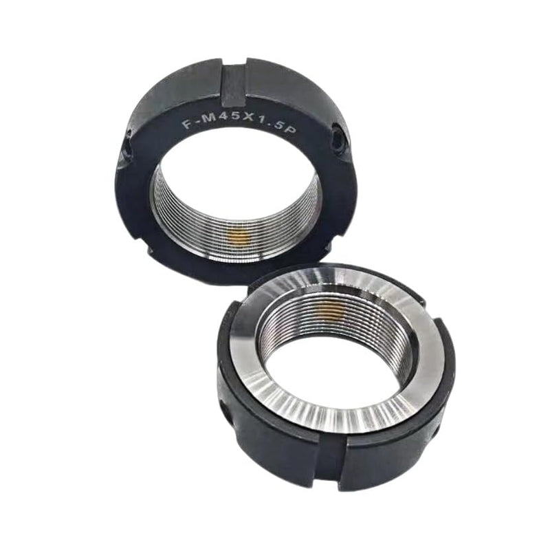 2Pcs F25 Precision Lock Nut for Roller Screws,M25 x 1.5 F Type Nut, 42CrMo Alloy Steel, 4H Threads, Phosphated and Lubricated - Copper Locking Screw Included M25 x 1.5 2