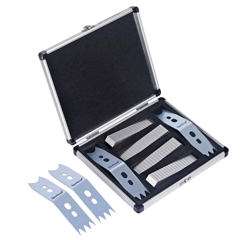 SpeTool Slab Clamping Dogs Kit with Aluminum Case - 4pcs High-Elasticity Steel Clamping & 4 Aluminum Wedges, Reusable Steel Slab Flattening Dogs for Router Sled, CNC, Woodworking