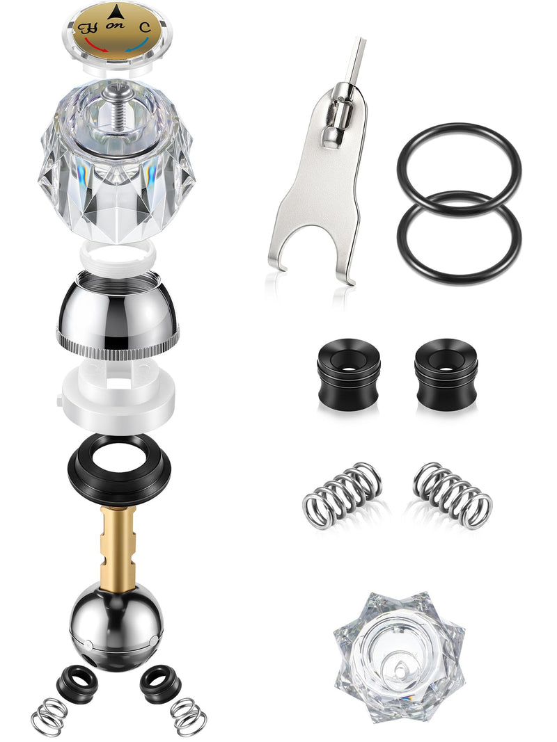 Acrylic Single Handle Trim Set, Complete Faucet Repair Kit Replacement Compatible with Delta 600 Series Shower Valve, Compatible with RP212 Stainless Steel Ball Valves and Clear Knob