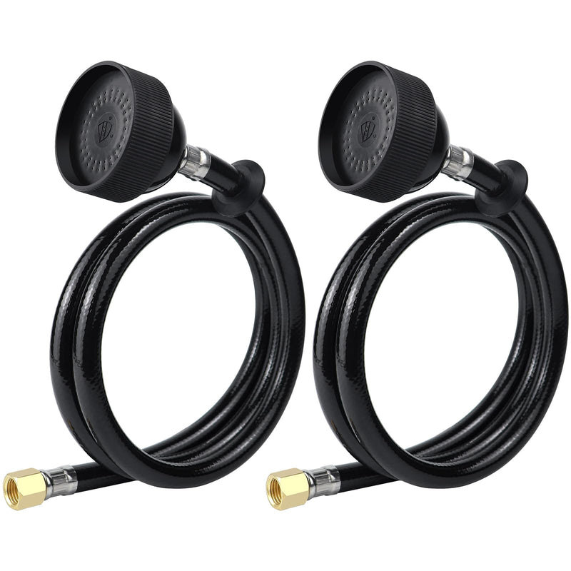 2 Pack UPC Certified Salon Shampoo Bowl Sprayer Head Hose Kit - 1/4" Thread to Attach Shampoo Bowl Faucet for Barber Shop Spa, Black Rubber Salon Sink Shampoo Bowl Hose Replacement Part 2 Pack