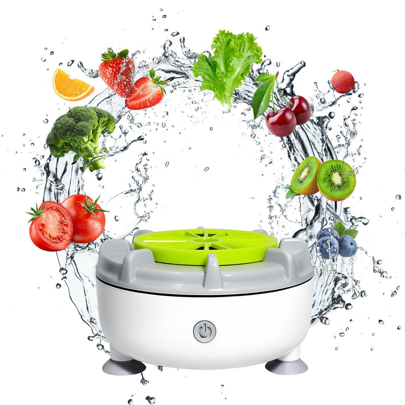 Fruit and Vegetable Cleaning Machine, 5-Min Rapid Fruit Vegetable Meat Purifier with Suction Cup Base - Wireless Charging Portable Food Cleaner for Fruits, Veggies, Rice, Meat (White)