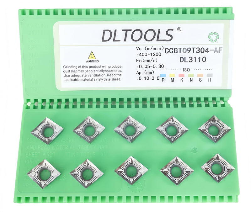 DLTOOLS Industrial CNC Carbide Inserts for Aluminum CCGT32.51/CCGT09T304 for Turning Cutting Tools,10 PCS