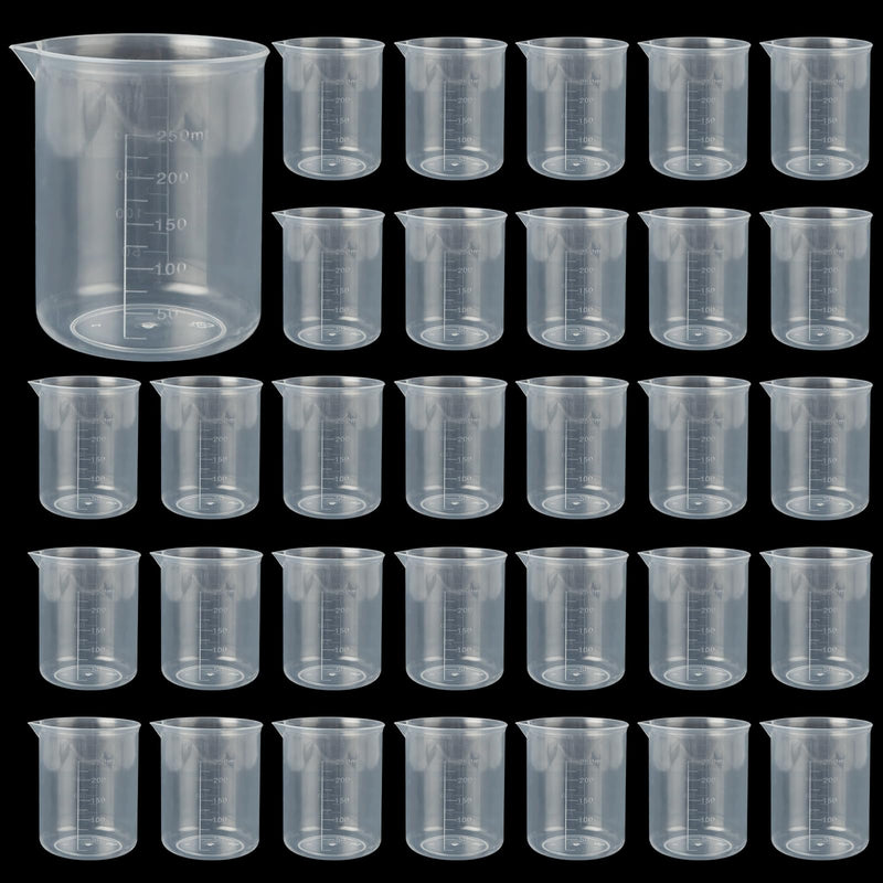 30 Pack Plastic Beakers 300 ml Graduations Plastic Graduated Measuring Cups for Science Lab Equipment, Home Experiment, School Teaching Supplies, Transparent