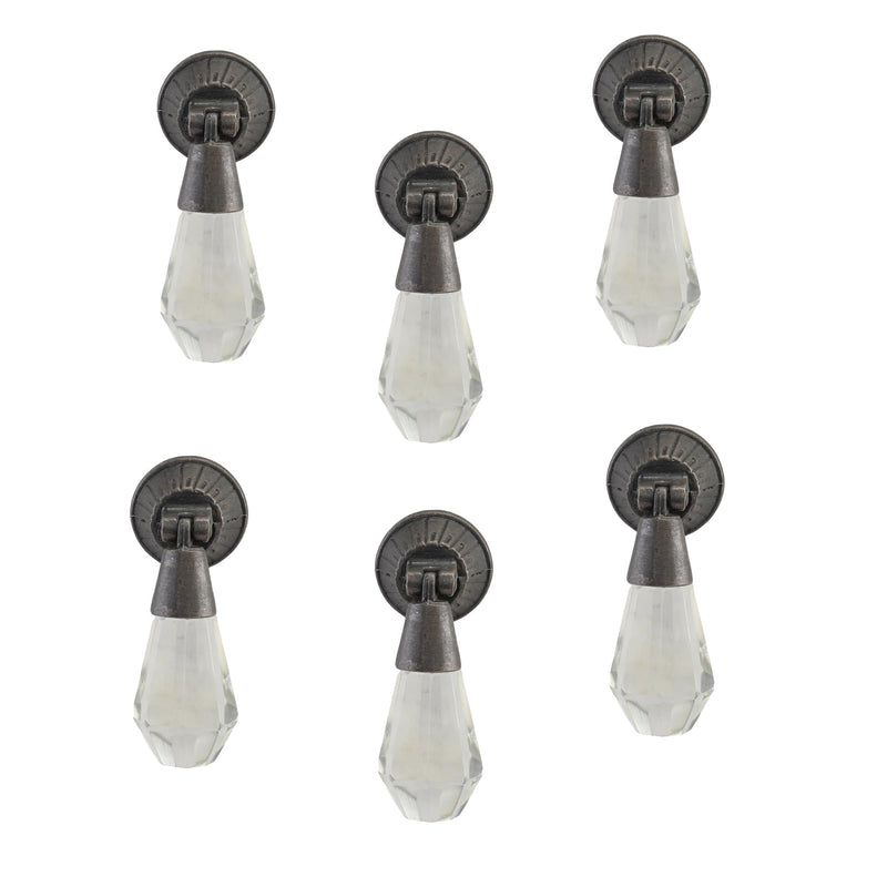 Perilla Home Set of 6 Knobs Glass Iris Knob Modern Decorative Glass Knobs for Home Decor, Kitchen, Cabinet, Hardware, Cupboard, Door, Dresser, Wardrobe and Drawer Pulls Clear