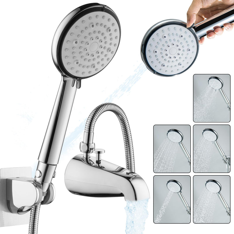 Tub Spout with Diverter, 6 Settings Handheld Shower, Bathtub Faucet with Sprayer, Chrome