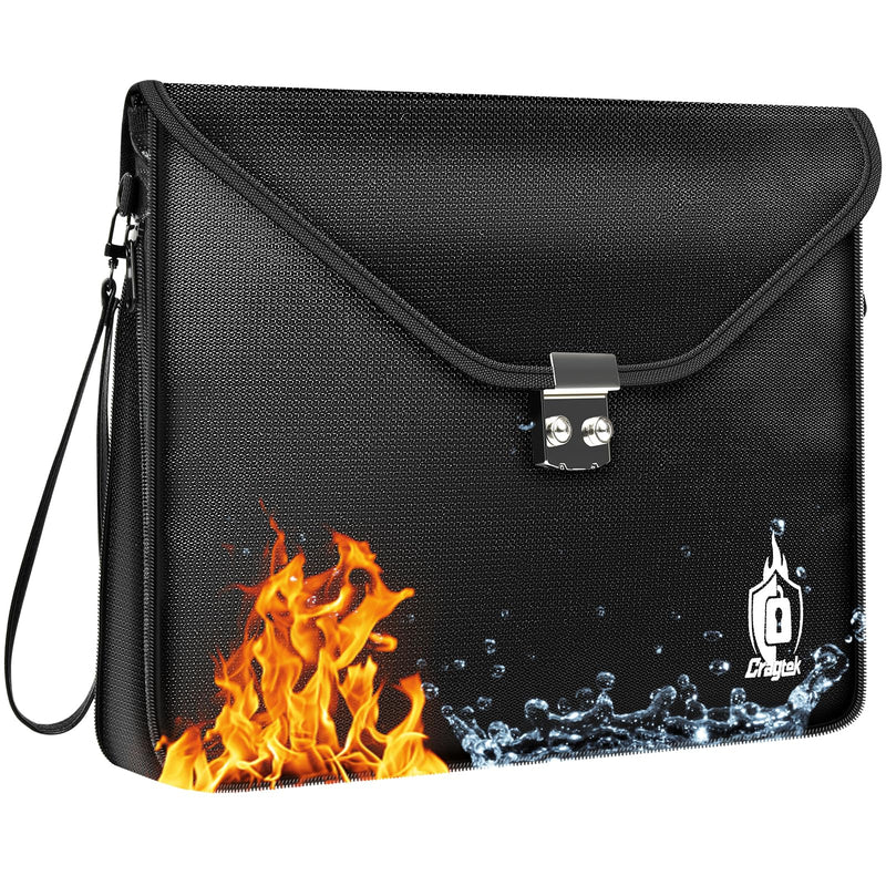 Fireproof Document Bag with Lock, 6400℉ Large Fire proof Money Bag (16.5"x12.2") for Cash Organizer Safe, 12-Layers Waterproof Zipper Holder Protects Passport, Important Documents, Valuables