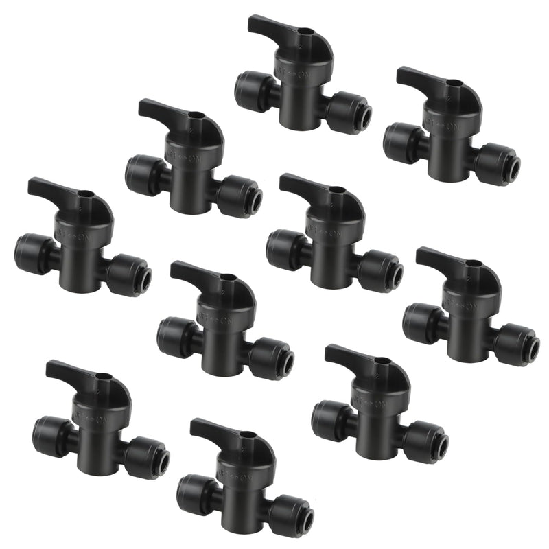 10 Pack 1/4" Drip Irrigation Shut Off Valve - Quick Connect On/Off Control Valve, Leak-Proof for 1/4" Tubing, Sprinkler, Garden & Farm Irrigation Systems 1/4 inch ball valve(10)