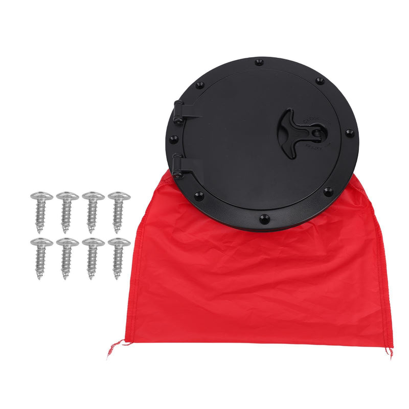 Black Deck Plate Kit Deck Hatch with Storage Bag for Fishing Kayak Boating 6 Inch