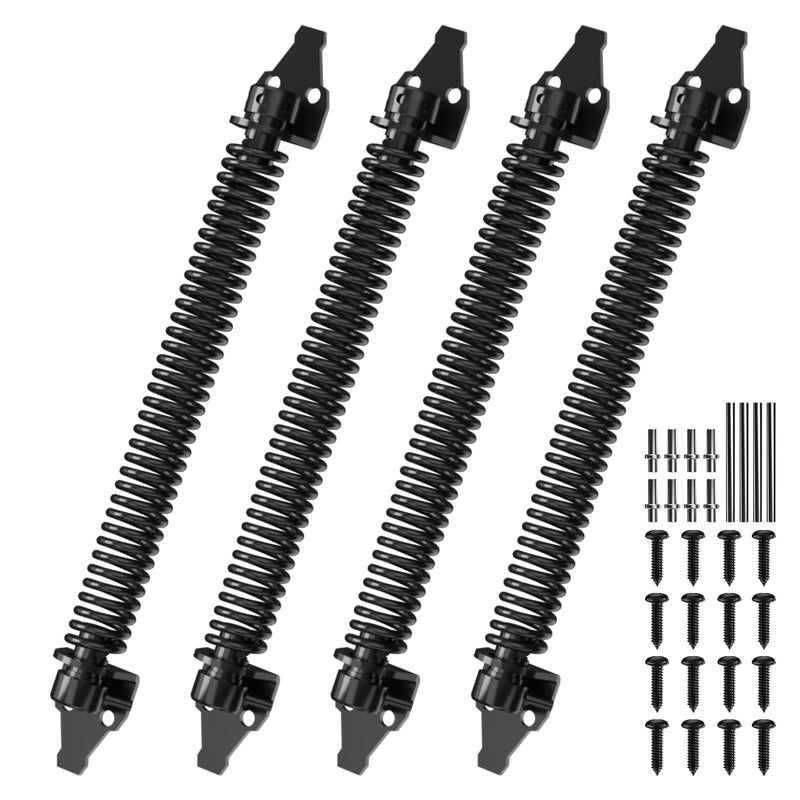14" Gate Spring Self Closing Heavy Duty Outdoor Door Spring Automatic Gate Closer, Adjustable for Wooden and Vinyl Fence, Black,4 Pack 4