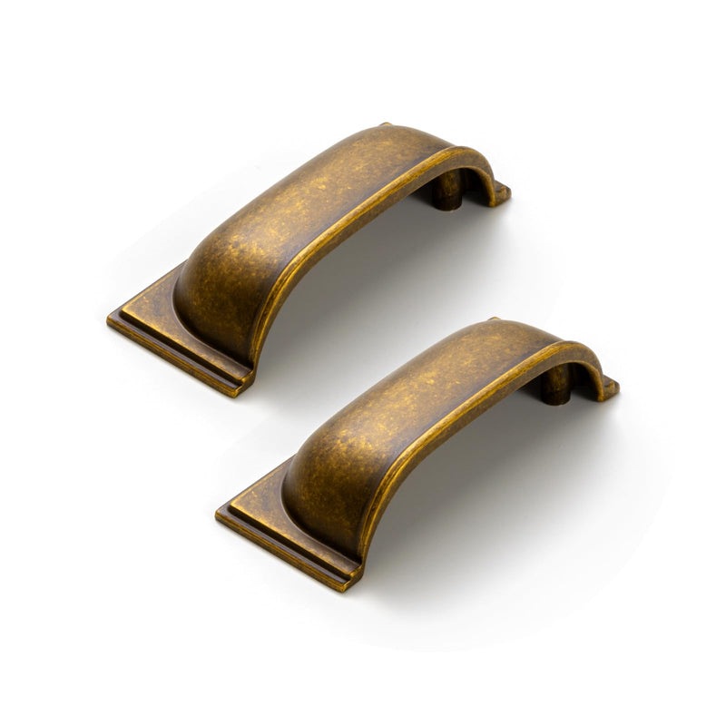 Goo-Ki 6 Pack Antique Brass Cup Pulls Zinc Alloy Kitchen Hardware,2-1/2 Inch Hole Center Channing Bin Cup Drawer Pull Handles for Cabinet Furniture,9632GT-64 2-1/2 Inch Hole Center
