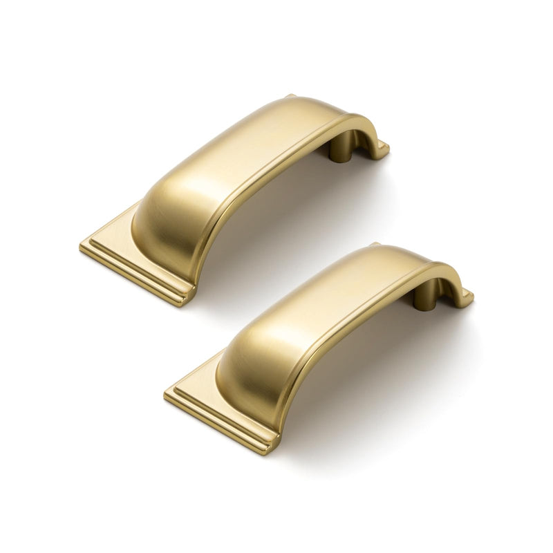Goo-Ki 6 Pack Champagne Bronze Cup Pulls for Cabinet Kitchen Zinc Alloy Hardware,2-1/2 Inch Hole Center Channing Bin Cup Drawer Pull Handles 2-1/2 Inch Hole Center