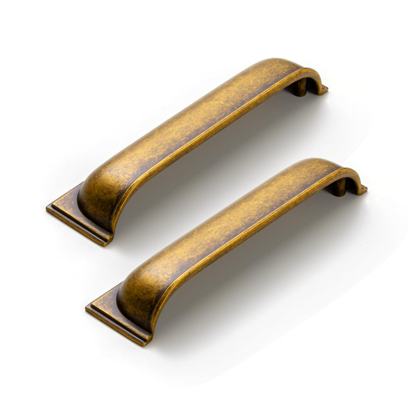 Goo-Ki 6 Pack Antique Brass Cup Pulls Zinc Alloy Kitchen Hardware,5 Inch Hole Center Channing Bin Cup Drawer Pull Handles for Cabinet Furniture,9632GT-128 5 Inch Hole Center