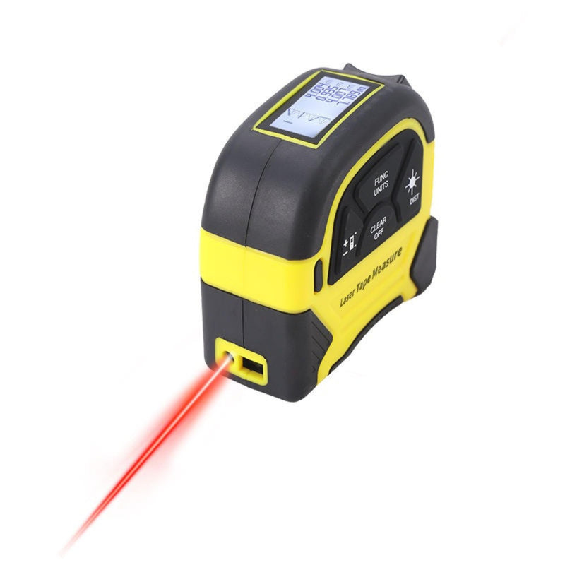 2-in-1 Laser Tape Measure - 130 Ft/40 m Digital Tape Measure & 16 Ft/5 m Measuring Tape Tool with Magnetic Hook, Pythagorean, Area, Volume, LCD Screen for Construction & Woodworker (M/in/Ft Unit)