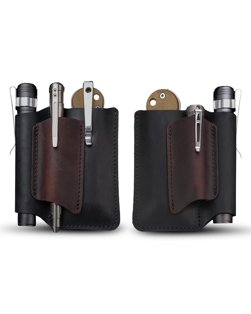 VIPERAED PJ38 Leather Multitool Sheath for Men, 4-in-1 Utility Leather Holster, EDC Pocket Organizer for Pocket Knife Multitool Flashlight and Pen Medium