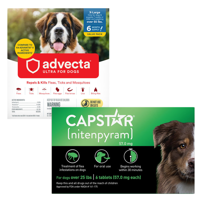 ADVECTA Flea and Tick Prevention for X-Large Dogs Over 55 lbs (6 Doses) + CAPSTAR Flea Treatment for Dogs Over 25 lbs (6 Doses) Bundle