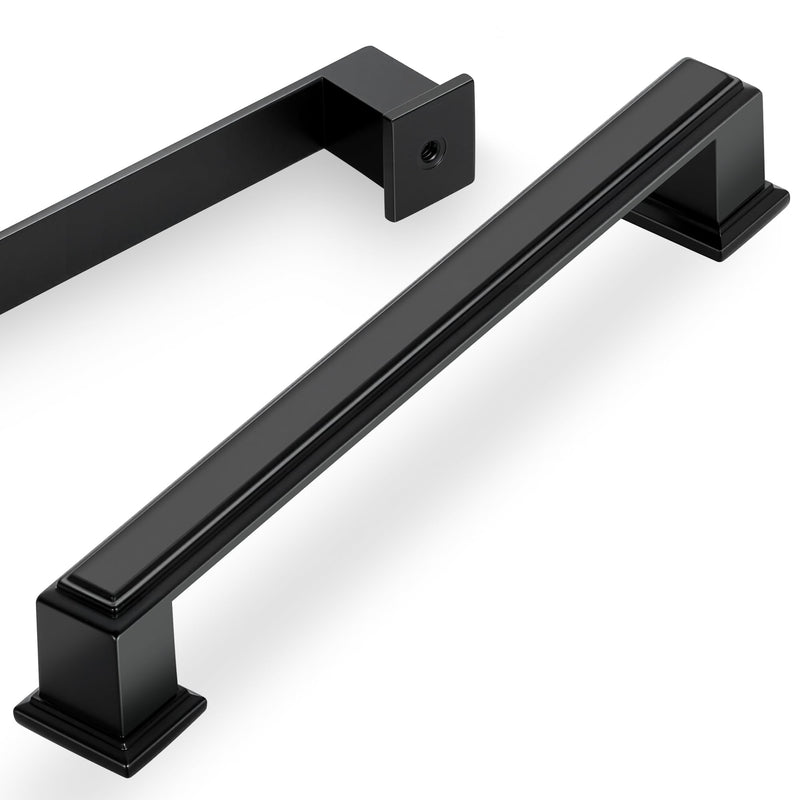 Lardmon 3 Pack 6.3 Inch(160mm) Hole Center Matte Black Modern Cabinet Pulls Kitchen Cabinet Handles Kitchen Cabinet Hardware Timeless Drawer Pulls for Dresser Cupboard Wardrobe, M-Black(6.3x3) 6.3 Inch Hole Center