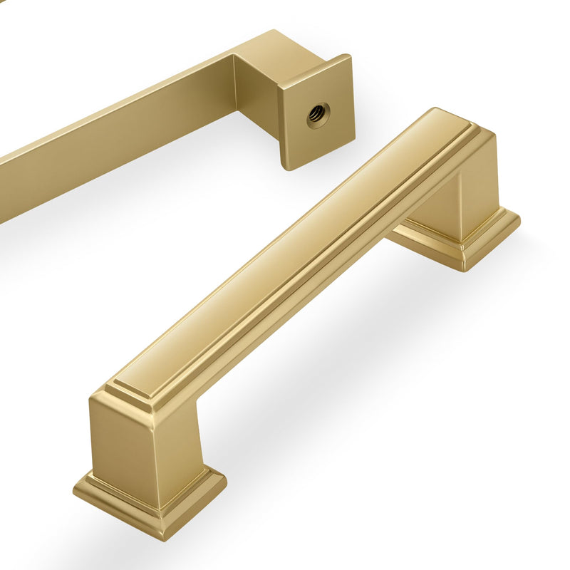 10 Pack 3.75 Inch(96mm) Hole Center Brushed Gold Modern Cabinet Pulls Kitchen Cabinet Handles Kitchen Cabinet Hardware Timeless Drawer Pulls for Dresser Cupboard Wardrobe, B-Gold(3.75x10) 3.75 Inch Hole Center 10