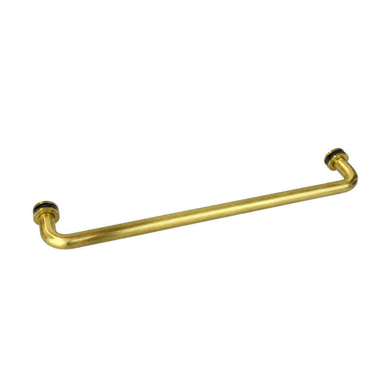 18-Inch Satin Brass Shower Door Towel Bar, Curved Tubular