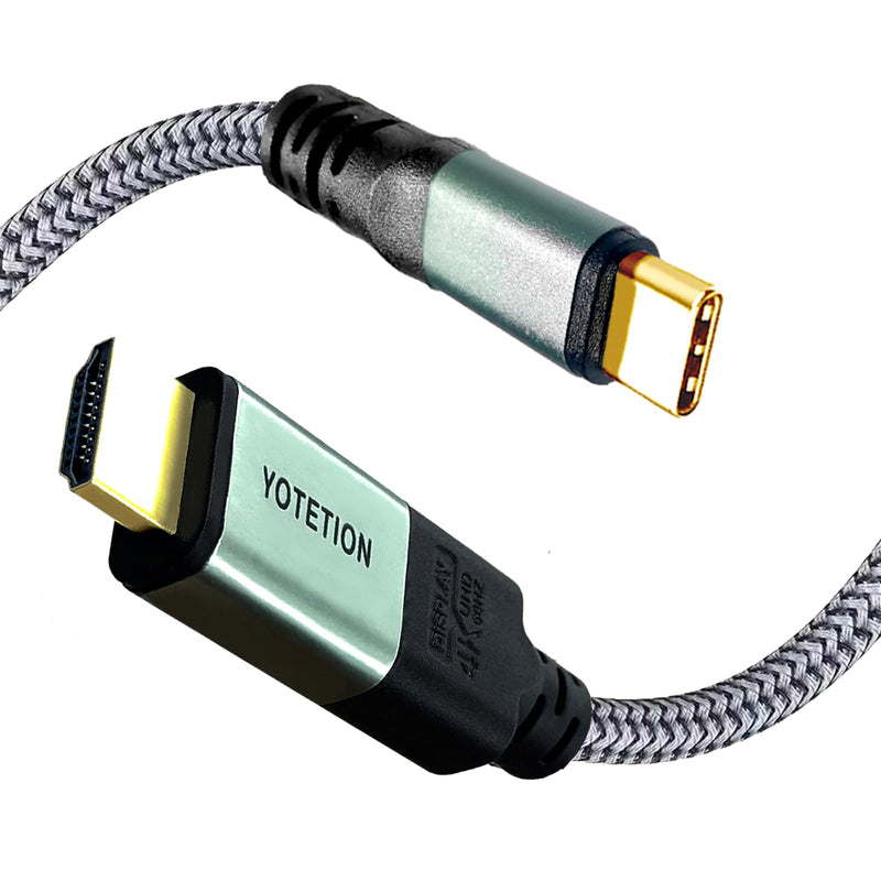 30FT USB-C to HDMI-A Braided Cable, 4K@60Hz, Suitable for Home Office [Compatible with MacBook Pro/Air, iPhone 15 Pro/Max, Galaxy S8-S23, Surface Book 2, XPS with Thunderbolt 3/4] 30FT