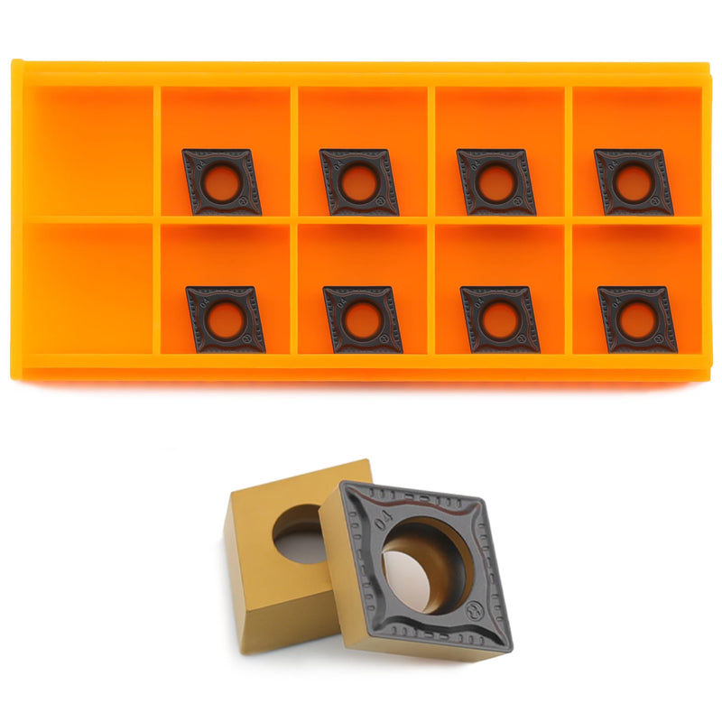 CCMT32.51 Ccmt09T304-GM Carbide Turning Inserts, 3/8" IC CVD Coated for Steel Finishing and Boring Turning, 10 Pcs CCMT32.51