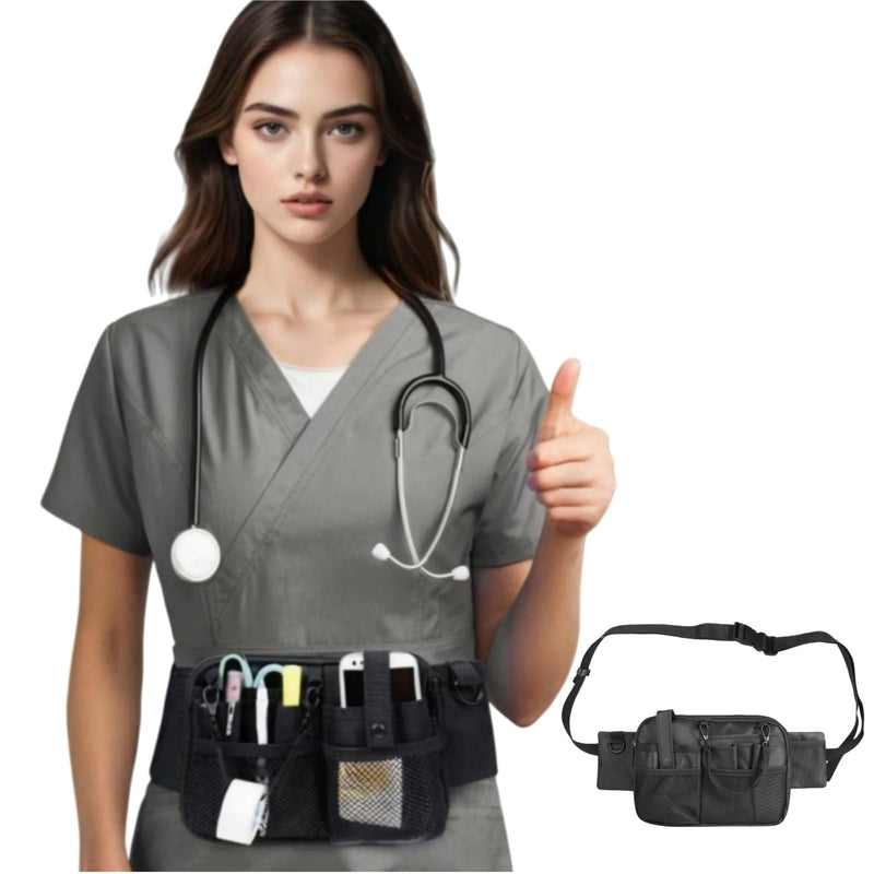 Nursing Waist Bag,Nurse Fanny Pack,Medical Organizer Belt Adjustable Waist Strap/Multi Compartment Suitable for Stethoscopes,Bandage,Scissors and Other Supplies (Black) Black