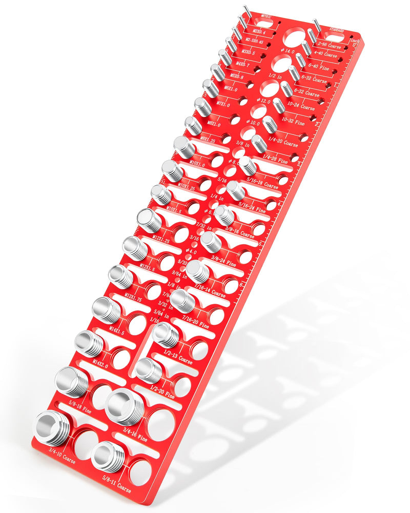 57 Pcs Nut and Bolt Thread Checker - 21 Standard + 17 Metric Thread Gauges | 19 Drill Bit Gauges, Wall-Mountable Bolt Size Finder for Fastener & Drill Bit Identification