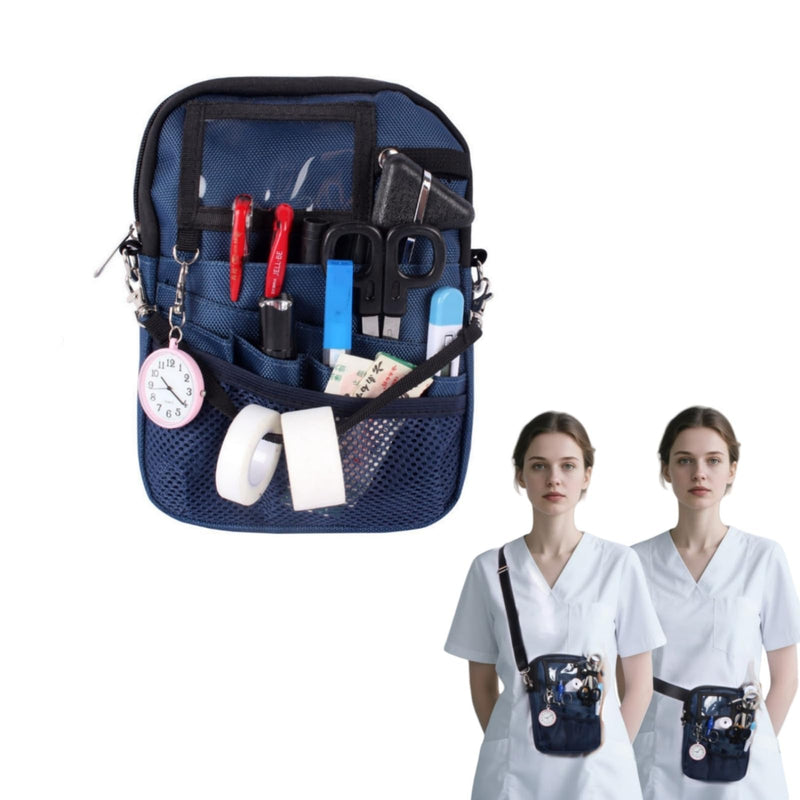 Nursing Fanny Pack,Nurse Waist Pouch,Medical Gear Pockets Adjustable Waist Strap/Multi Compartment/Multicolored Suitable for Nurses,Caregivers,and Other Practitioners（Blue） Blue
