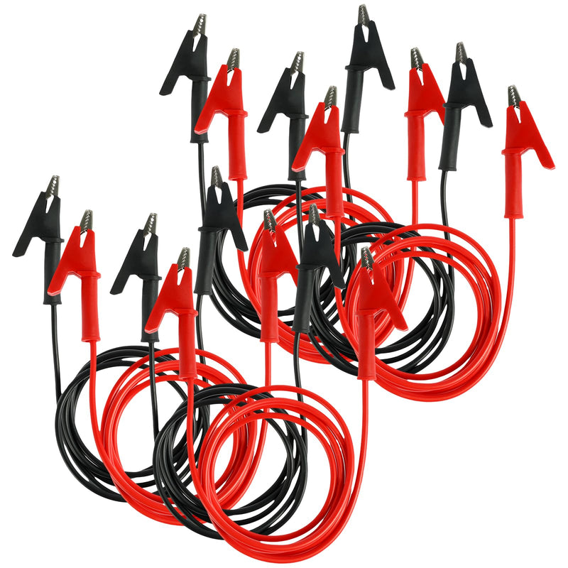 8PCS Silicone Alligator Clips 3.3 Ft, 14 Gauge 1500V 15A Jumper Wires Alligator Clips Dual Ended 39"/ 1m Test Leads Set, Test Flexible Wire Cable with Protective Insulator Clamps 8PCS Red Black