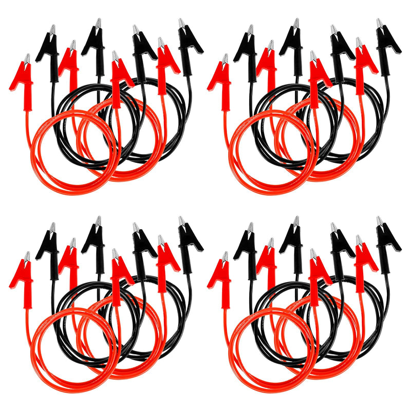 16PCS Silicone Alligator Clips 3.3 Ft, 14 Gauge 1500V 15A Jumper Wires Alligator Clips Dual Ended 39"/ 1m Test Leads Set, Test Flexible Wire Cable with Protective Insulator Clamps 16PCS Red Black