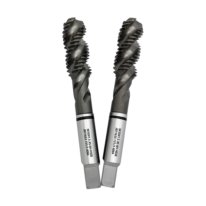 Tools M10 x 1.5 AlTiN Coating Spiral Flute Thread Tap, Metric Machine Threading Tap High Speed Steel Cobalt(HSSCo), Round Shank with Square End, H2 Tolerance, 2pcs M10x1.5mm JIS SFT 2pcs