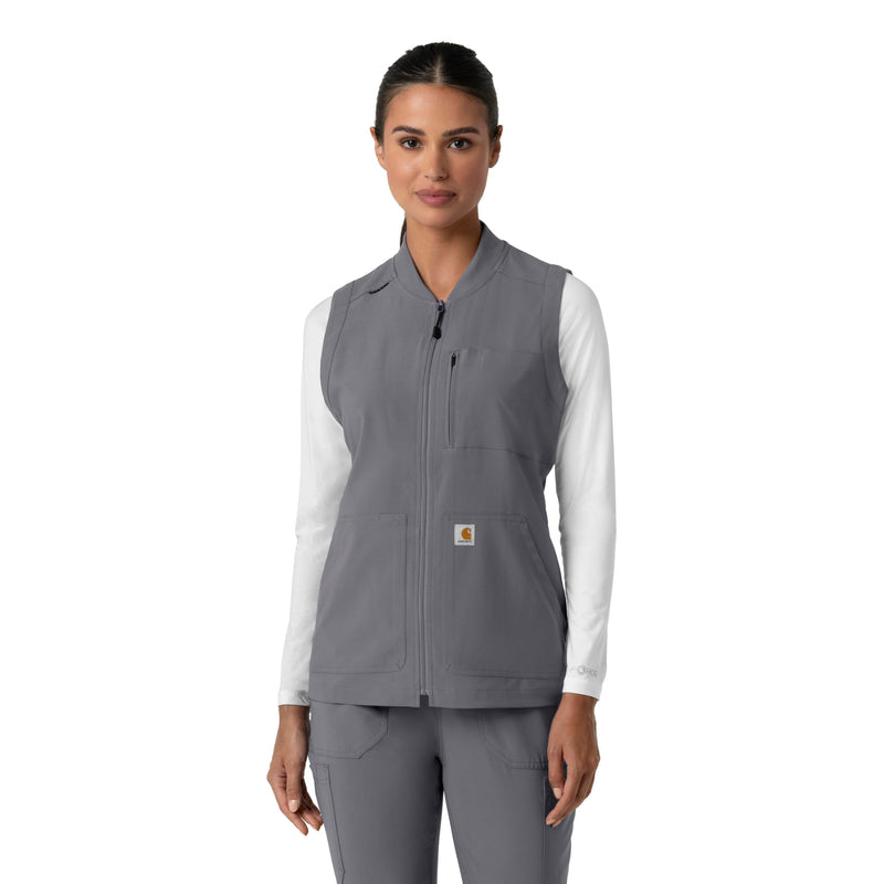 Carhartt Scrubs for Women Force Cross-Flex Lightweight Vest X-Small Pewter