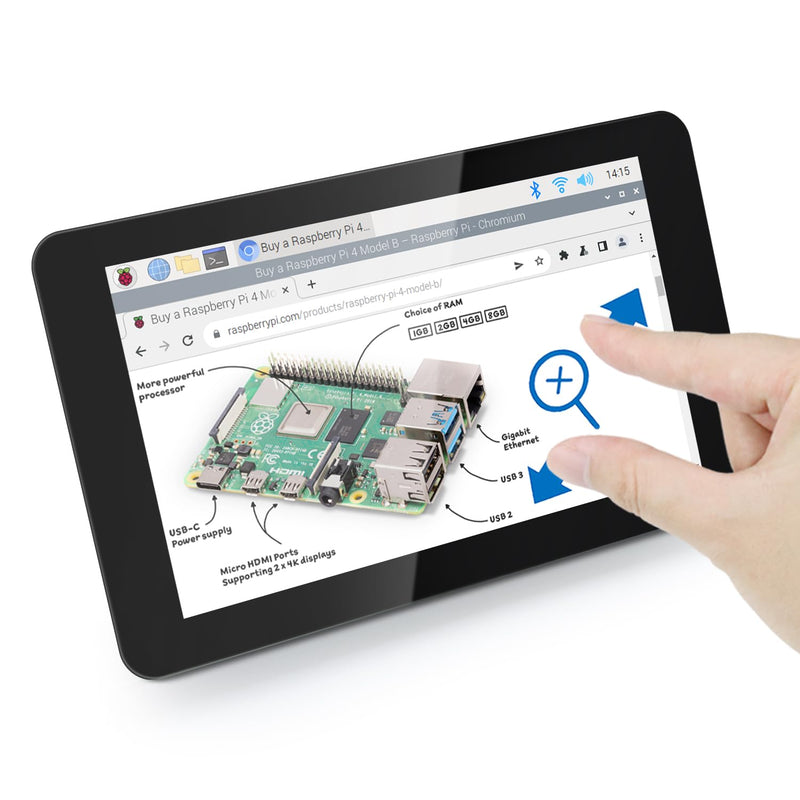 FREENOVE 7 Inch Touch Display for Raspberry Pi 5 4 B 3 B+ A+, 800x480 Pixel IPS Monitor, 5-Point Capacitive Touchscreen, Driver-Free MIPI DSI Port 7 inch IPS touchdispaly