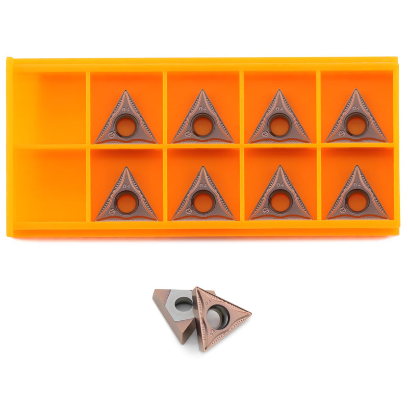 TCMT32.51 TCMT160404 Indexable Carbide Turning Tools with GE Chip Breaker, PVD Coated for Stainless Steel and Superalloys, 10 pcs TCMT32.51